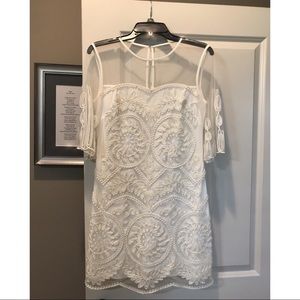 Badgley Mischka White Overlay Dress